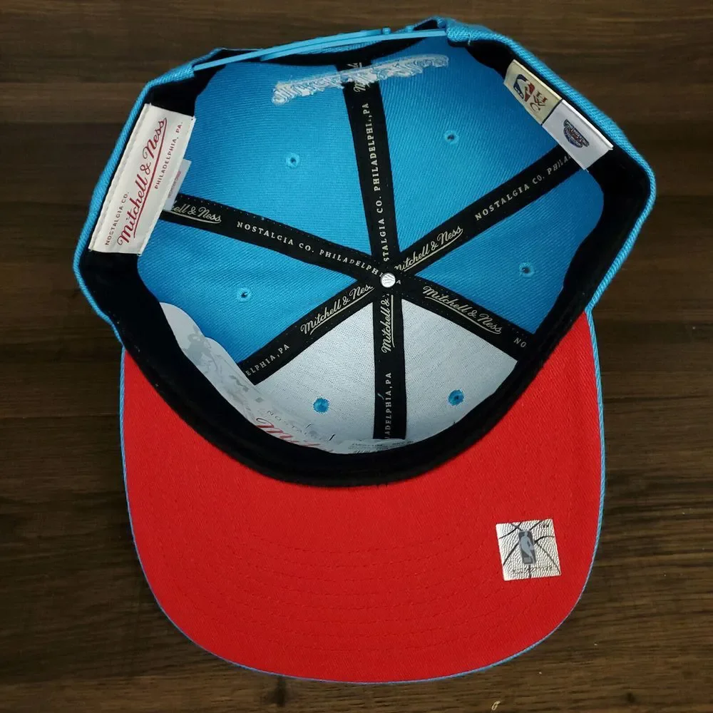 New Jersey Nets Mitchell & Ness NBA Snapback Hat‎ Cap 3D Logo Cyan Blue NWT